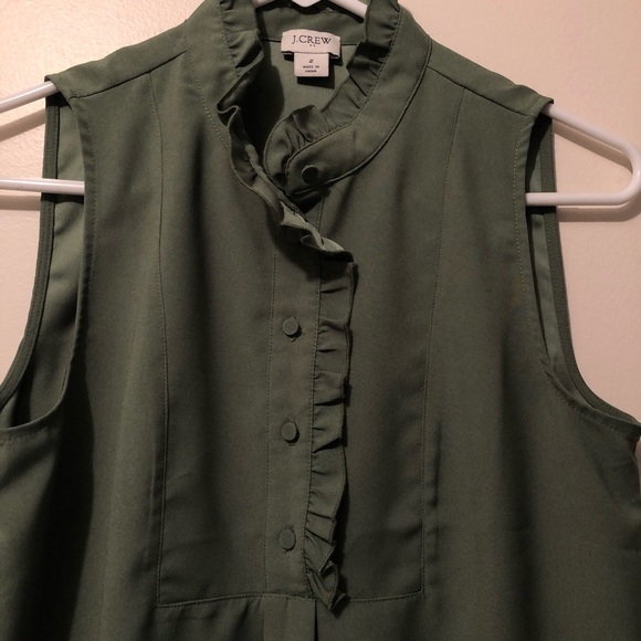 J. Crew Ruffle Trim Sleeveless crepe top blouse - Picture 5 of 6